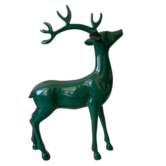 Emerald Green Standing Reindeer 13" Resin Christmas Holiday Decor New - Picture 5 of 14